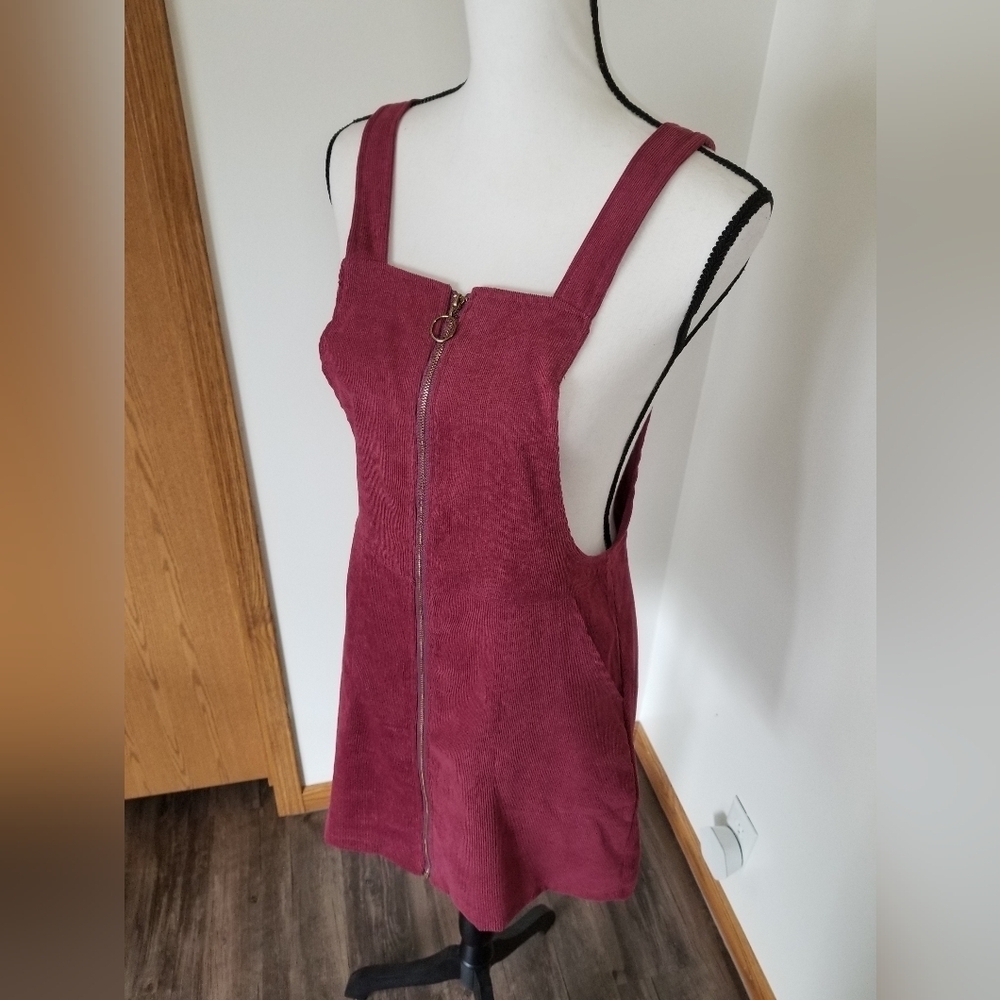 Shein Dusty Rose Corduroy Overalls Jumper Dress - Picture 3 of 6